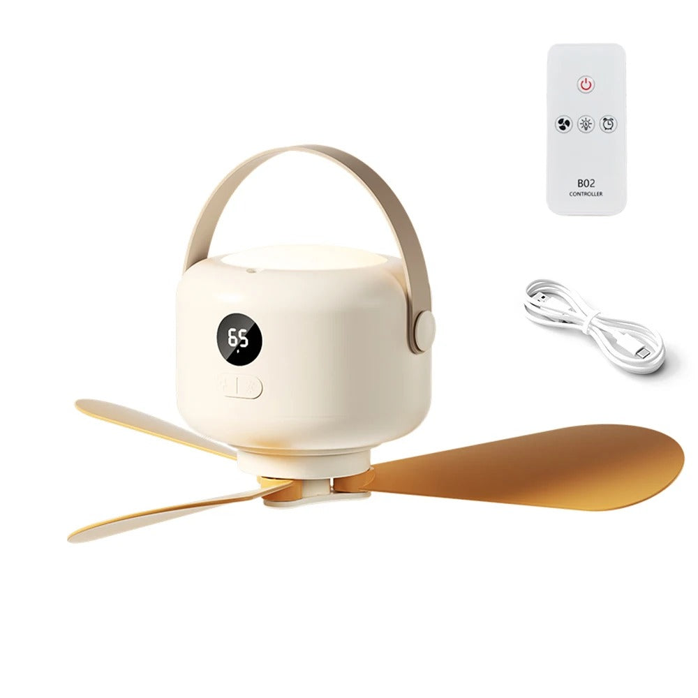 Portable Rechargeable Camping Fan with Remote Control & LED Light