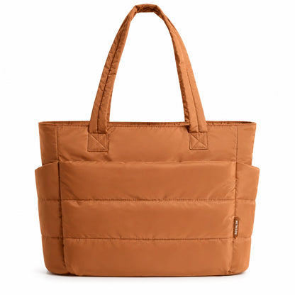 Lightweight Puffy Tote Bag for Women – Quilted Laptop Shoulder Bag with Compartments for Work, Travel & Everyday Use