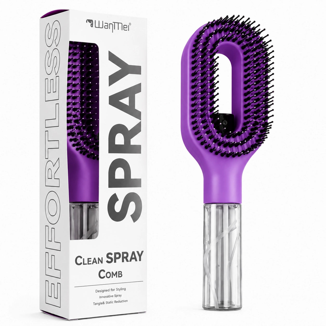 2-in-1 Misting Hair Brush – Detangling Spray Brush for Wet & Dry Hair