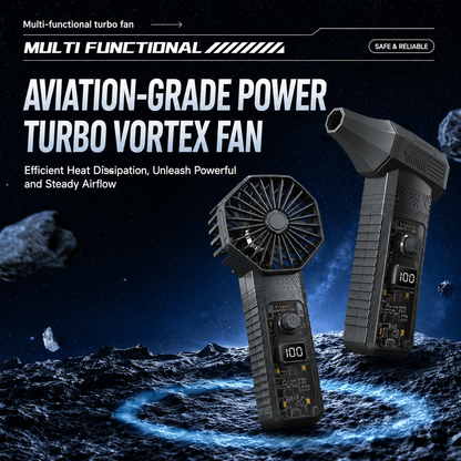 Rechargeable Turbo Fan with LED Light – High-Speed Portable Cooling