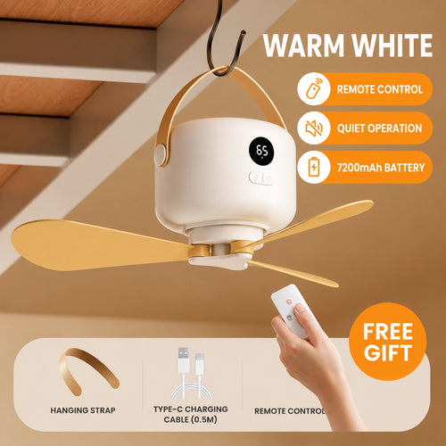 Portable Rechargeable Camping Fan with Remote Control & LED Light