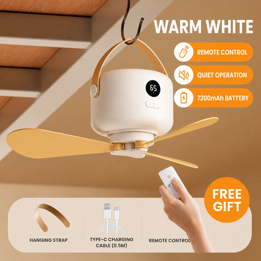 Portable Rechargeable Camping Fan with Remote Control & LED Light