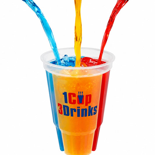 3-in-1 Reusable Drink Cup – 3 Compartments with 3 Straws for Hot & Cold Drinks