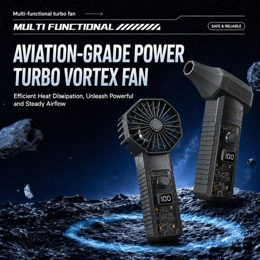 Rechargeable Turbo Fan with LED Light – High-Speed Portable Cooling