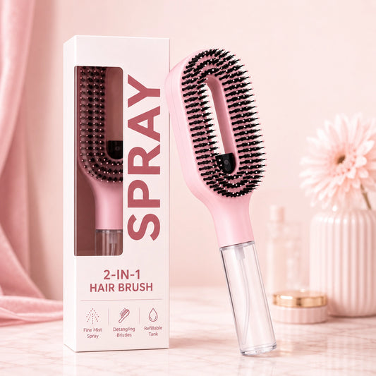 2-in-1 Misting Hair Brush – Detangling Spray Brush for Wet & Dry Hair