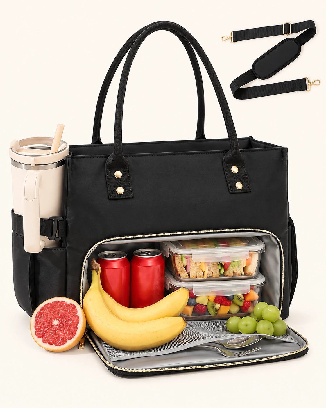Work Tote Bag for Women – 15.6" Laptop Bag with Separate Lunch Compartment, Large Cup Holder & Spill-Resistant Exterior