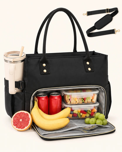 Work Tote Bag for Women – 15.6" Laptop Bag with Separate Lunch Compartment, Large Cup Holder & Spill-Resistant Exterior