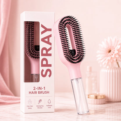 2-in-1 Misting Hair Brush – Detangling Spray Brush for Wet & Dry Hair