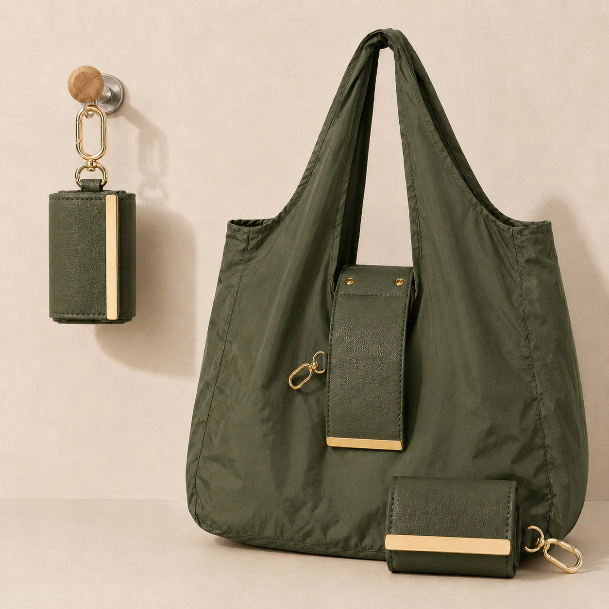 Foldable Tote Bag with Keychain Pouch – Large Capacity Lightweight Reusable Shopping Bag for Grocery, Travel & Everyday Use