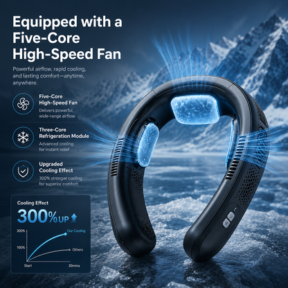 Neck Fan with Cooling Plate – Rechargeable Neck Air Conditioner for Instant Cooling