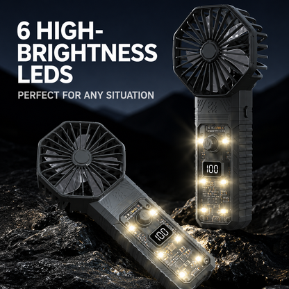 Rechargeable Turbo Fan with LED Light – High-Speed Portable Cooling