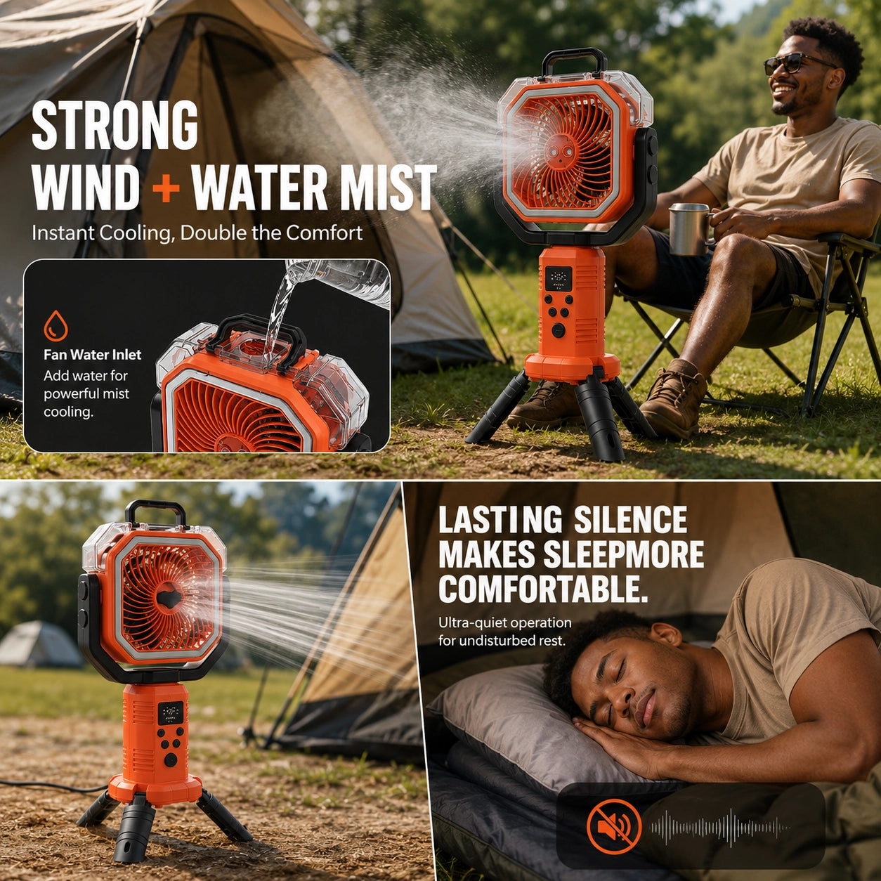 30000mAh Rechargeable Camping Fan & LED Light for Outdoor Adventures