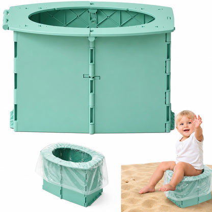 Portable Foldable Toddler Potty Training Seat – Leakproof Travel Toilet with Cleaning Bags for Car, Camping & Travel