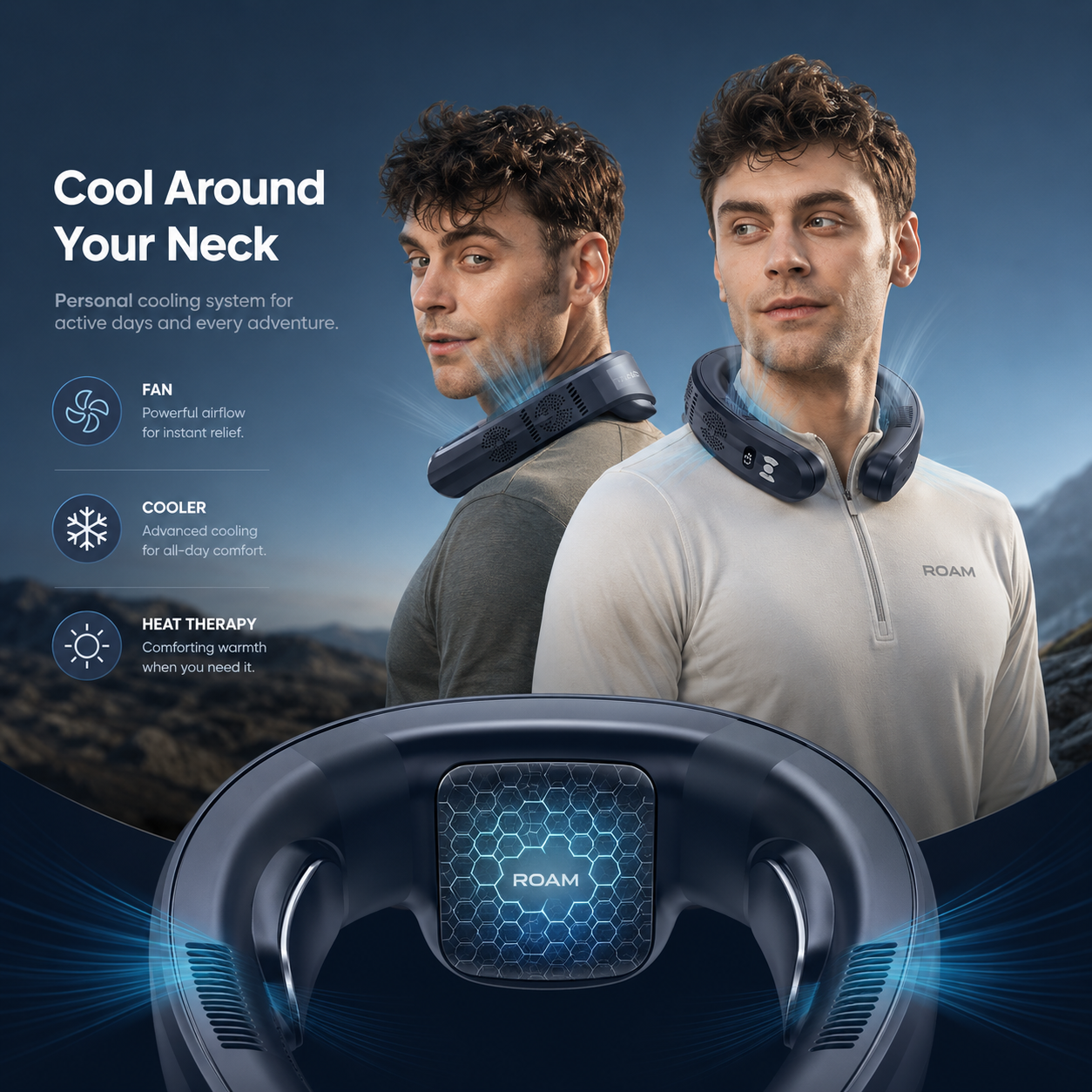 Neck Fan with Cooling Plate – Rechargeable Neck Air Conditioner for Instant Cooling