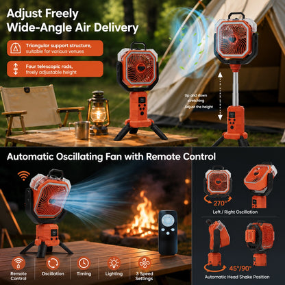 30000mAh Rechargeable Camping Fan & LED Light for Outdoor Adventures