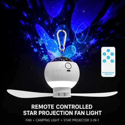 Tent Fan with Star Projection Light & Remote Control