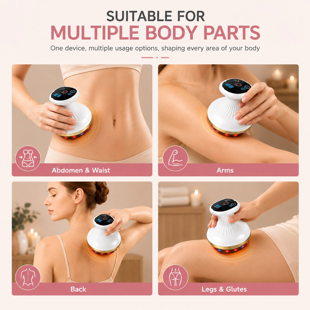 Electric Cellulite Massager with Heat & 9 Suction Levels for Body Contouring