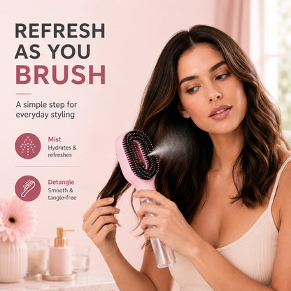 2-in-1 Misting Hair Brush – Detangling Spray Brush for Wet & Dry Hair