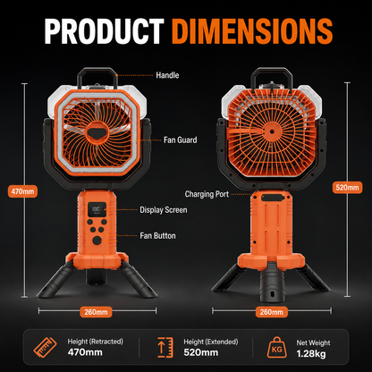 30000mAh Rechargeable Camping Fan & LED Light for Outdoor Adventures