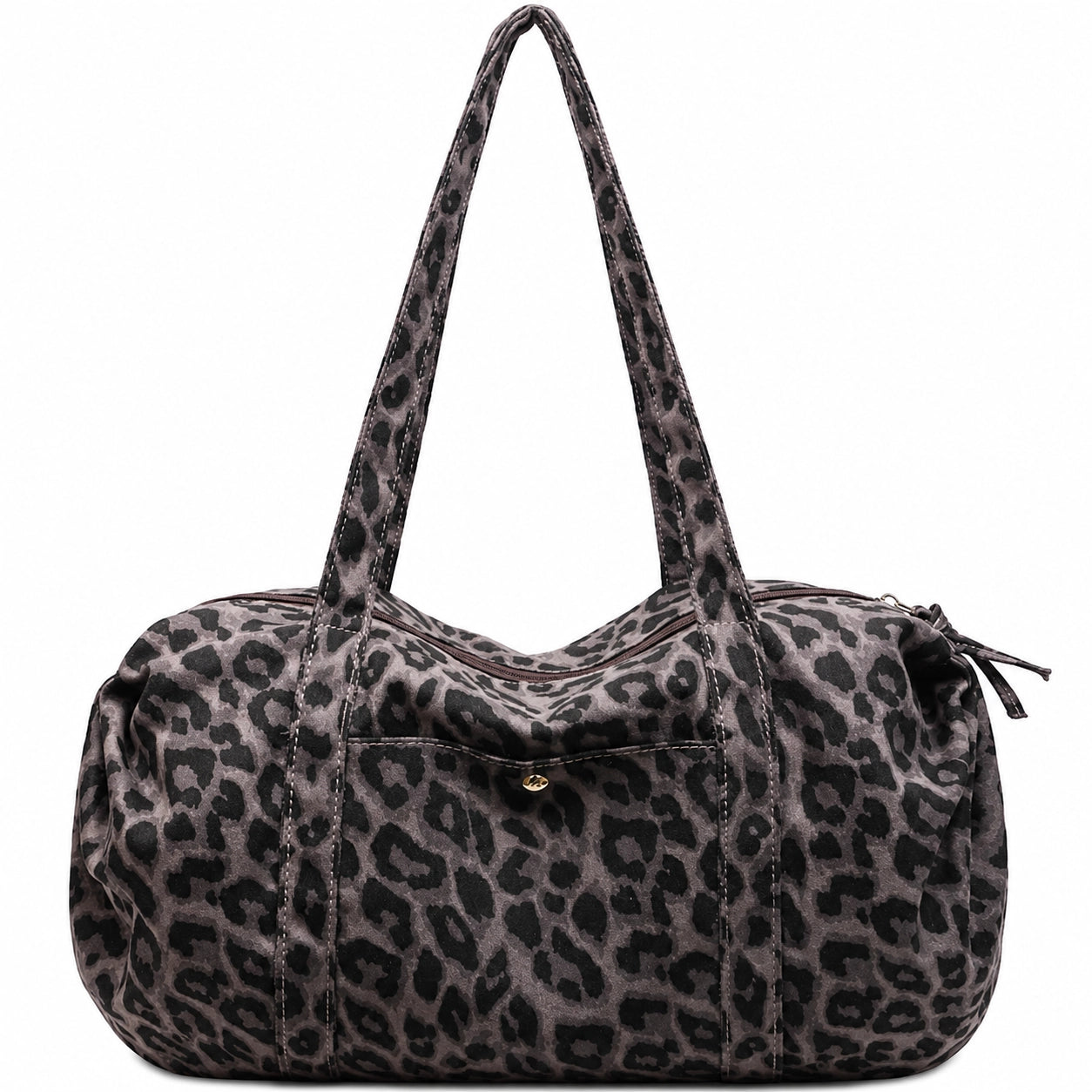 Leopard Print Nylon Shoulder Bag – Lightweight Boston Bag for Everyday & Travel