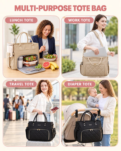 Work Tote Bag for Women – 15.6" Laptop Bag with Separate Lunch Compartment, Large Cup Holder & Spill-Resistant Exterior