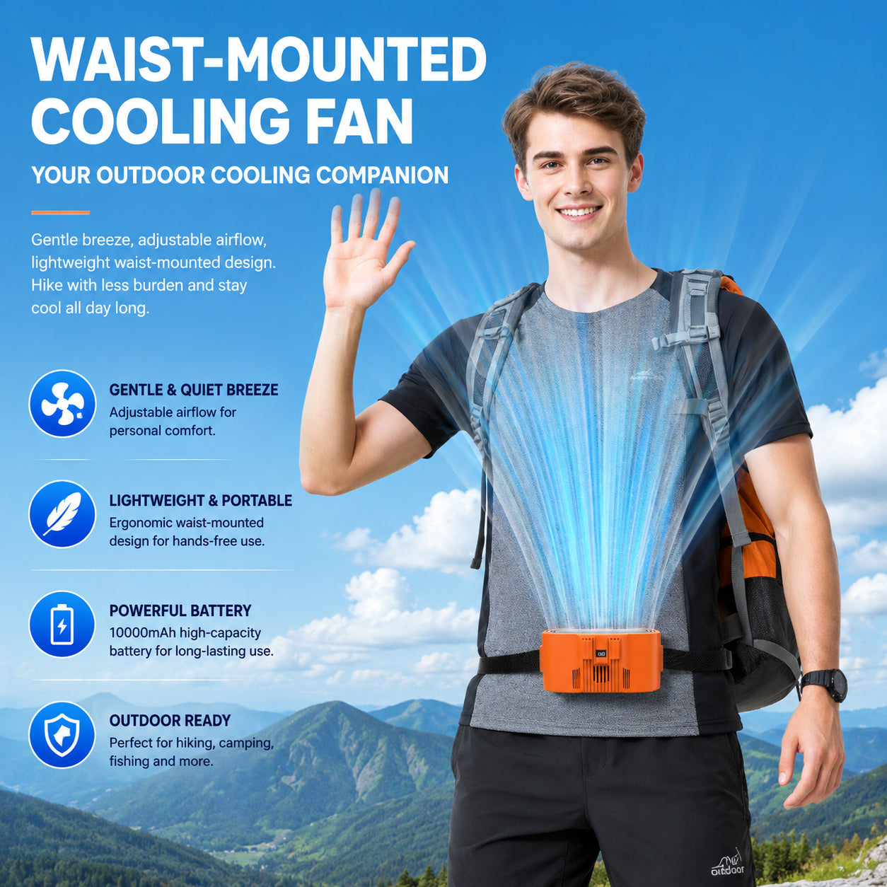 Portable Waist Fan with Cooling Plate – Rechargeable Personal Air Conditioner