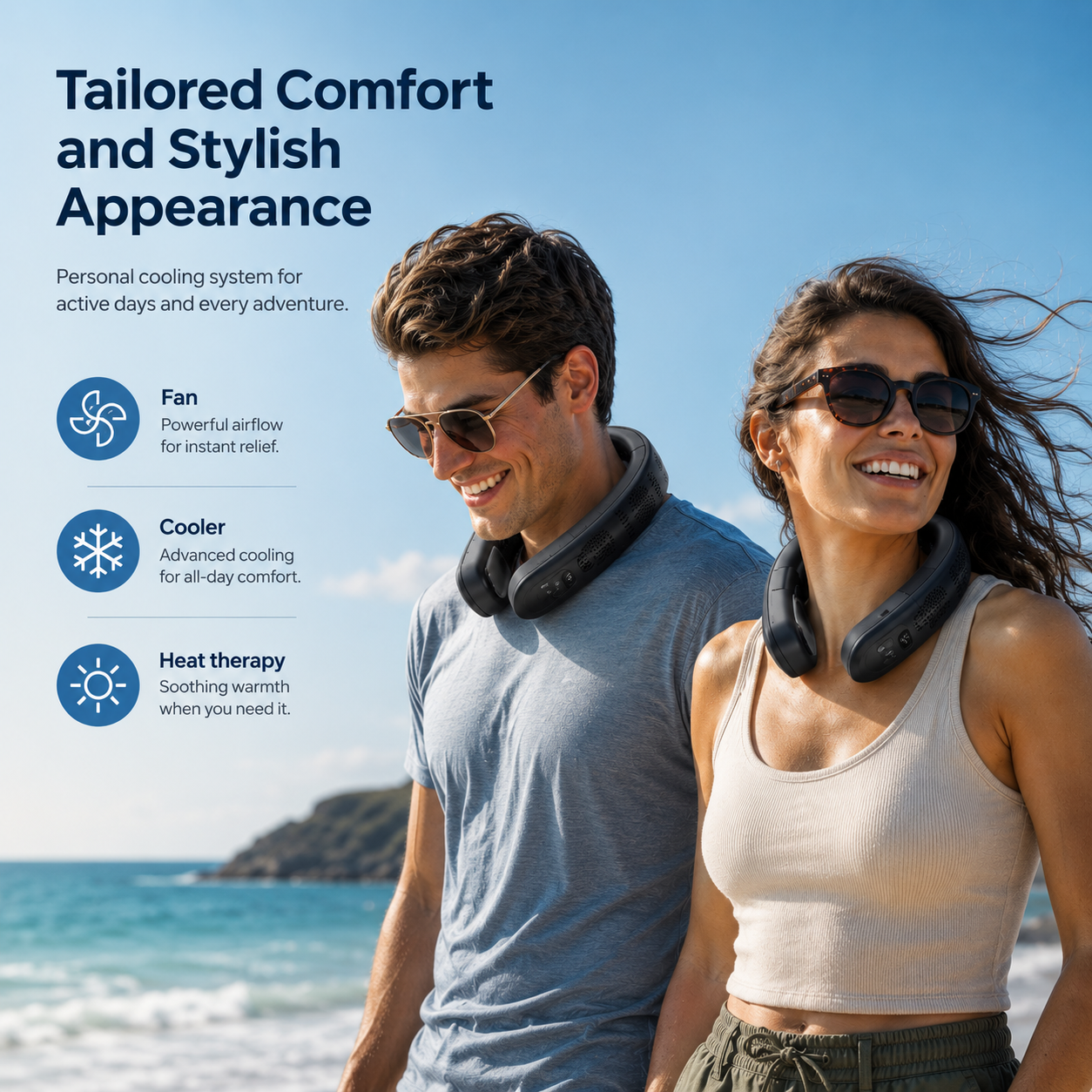 Neck Fan with Cooling Plate – Rechargeable Neck Air Conditioner for Instant Cooling