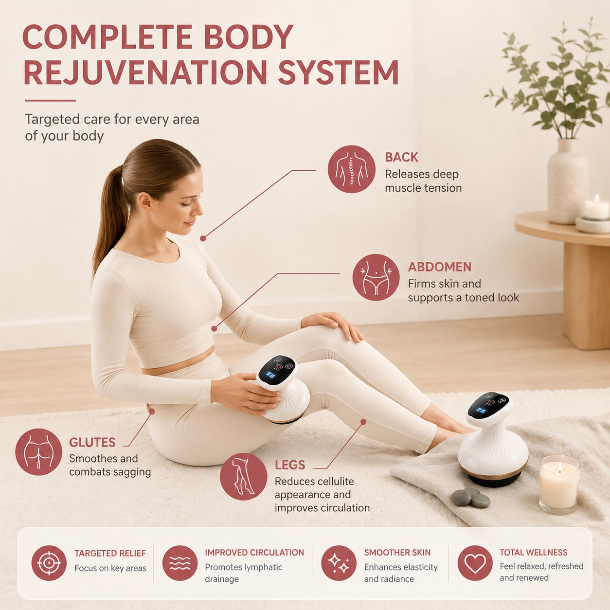 Electric Cellulite Massager with Heat & 9 Suction Levels for Body Contouring