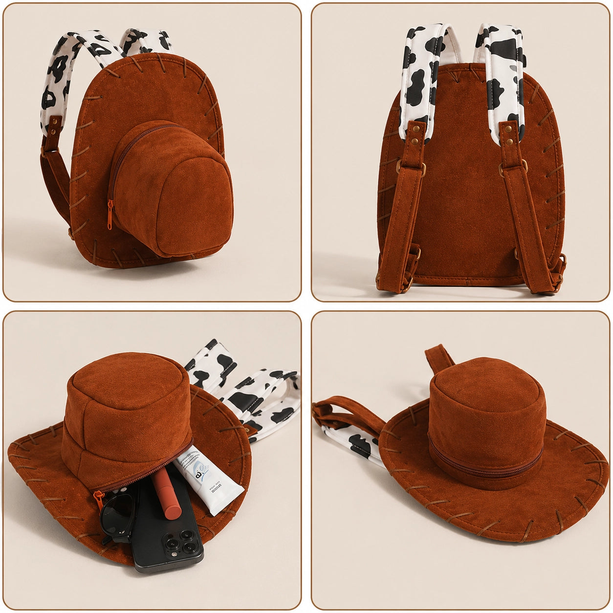 Cowboy Hat Backpack – Adjustable Shoulder Bag for Travel, School & Everyday Use