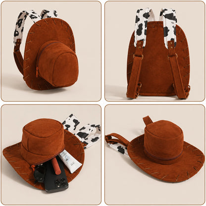 Cowboy Hat Backpack – Adjustable Shoulder Bag for Travel, School & Everyday Use