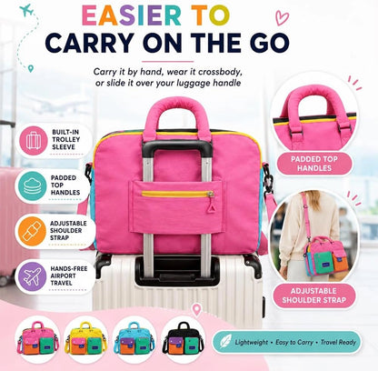 Color Block Weekender Travel Duffel Bag with Shoe Compartment, Waterproof Nylon, Large Capacity for Gym, Travel & Overnight