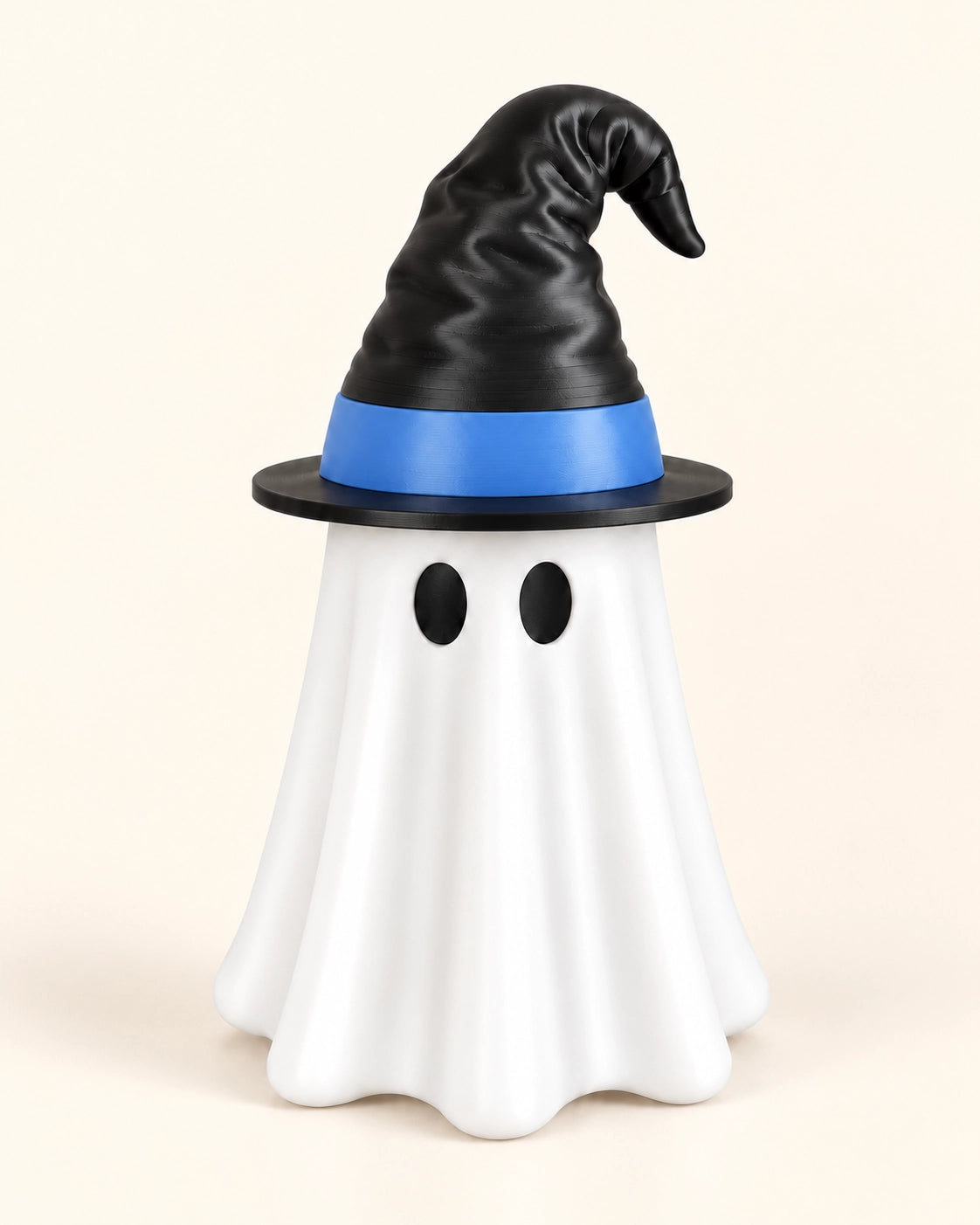 Halloween Ghost Can Holder with Witch Hat – 3D Printed Reusable Drink Sleeve with Straw Opening for 12 & 16 oz Cans
