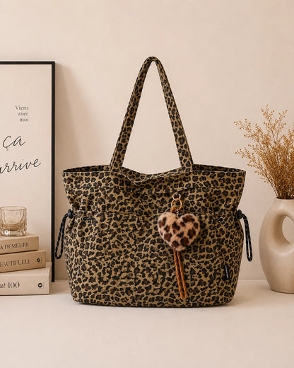 Leopard Print Large Tote Bag for Women – Soft Oversized Shoulder Bag for Work, Shopping, Travel & Everyday