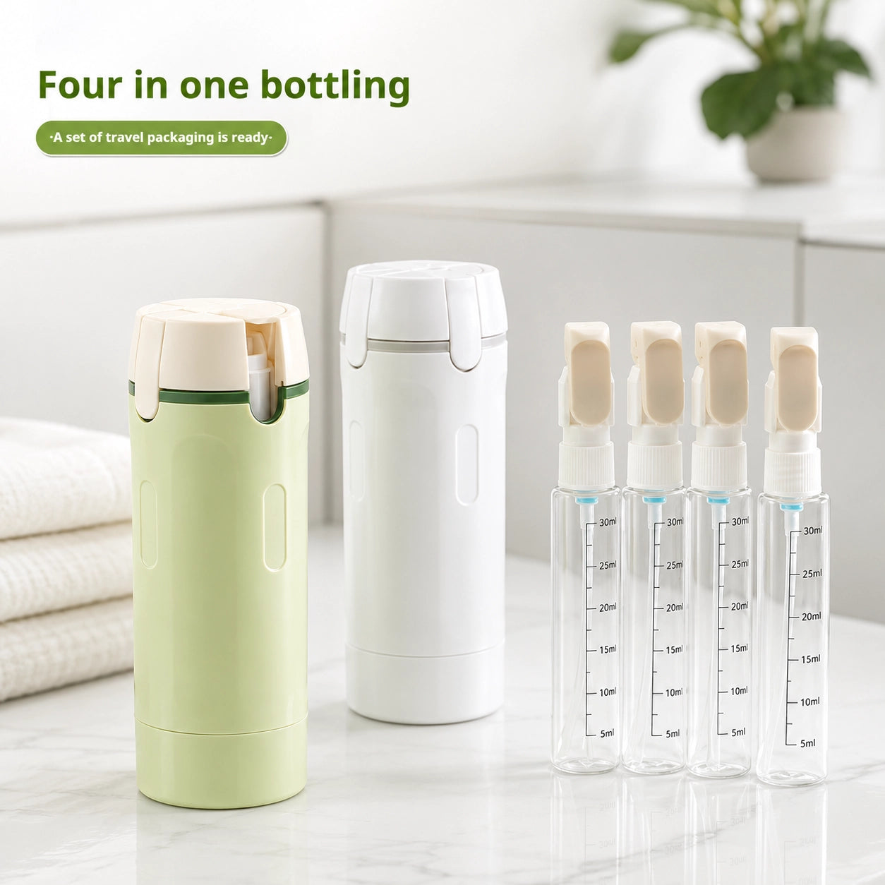 4-in-1 Leakproof Travel Bottle Set – TSA Approved Toiletry Kit