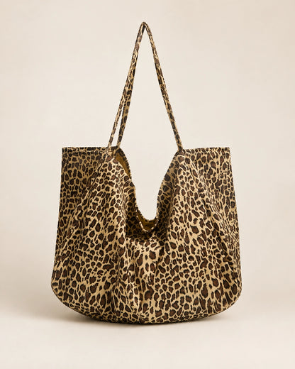 Leopard Print Large Tote Bag for Women – Soft Oversized Shoulder Bag for Work, Shopping, Travel & Everyday