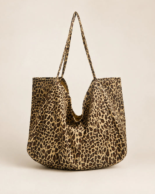 Leopard Print Large Tote Bag for Women – Soft Oversized Shoulder Bag for Work, Shopping, Travel & Everyday