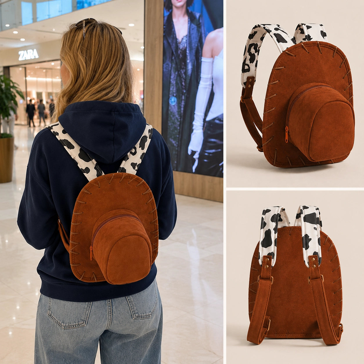 Cowboy Hat Backpack – Adjustable Shoulder Bag for Travel, School & Everyday Use