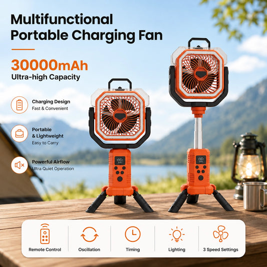 30000mAh Rechargeable Camping Fan & LED Light for Outdoor Adventures