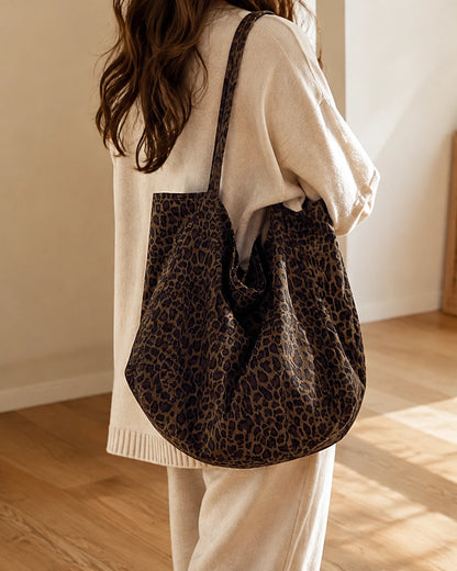 Leopard Print Large Tote Bag for Women – Soft Oversized Shoulder Bag for Work, Shopping, Travel & Everyday