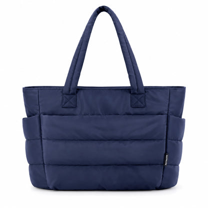 Lightweight Puffy Tote Bag for Women – Quilted Laptop Shoulder Bag with Compartments for Work, Travel & Everyday Use