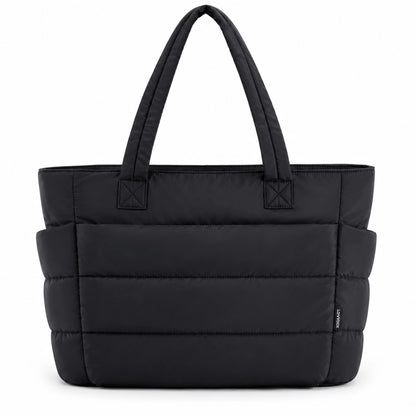 Lightweight Puffy Tote Bag for Women – Quilted Laptop Shoulder Bag with Compartments for Work, Travel & Everyday Use