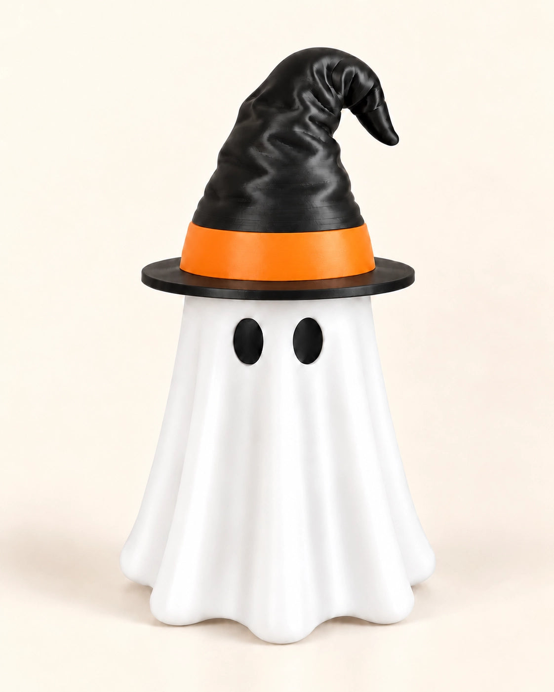 Halloween Ghost Can Holder with Witch Hat – 3D Printed Reusable Drink Sleeve with Straw Opening for 12 & 16 oz Cans