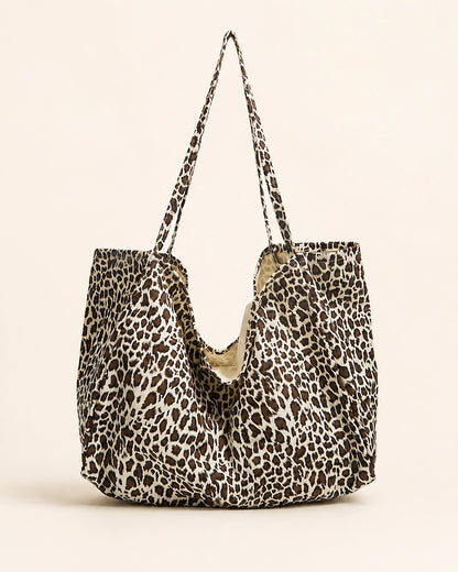 Leopard Print Large Tote Bag for Women – Soft Oversized Shoulder Bag for Work, Shopping, Travel & Everyday