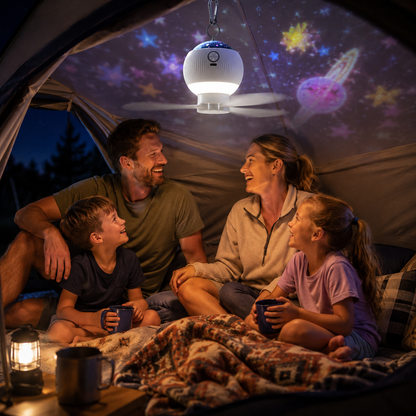 Portable Tent Fan & Projection Night Light for Outdoor Adventures