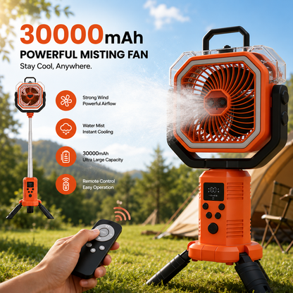 30000mAh Rechargeable Camping Fan & LED Light for Outdoor Adventures